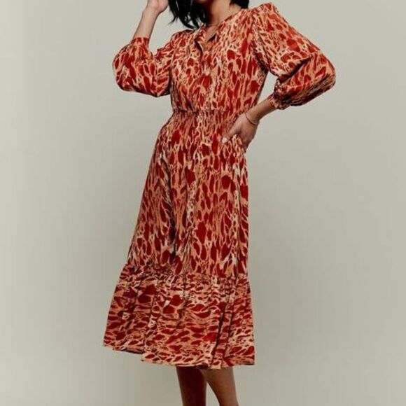 Tucker Juliette Dress Chai Safari in Silk Crepe de Chine - Picture 3 of 4